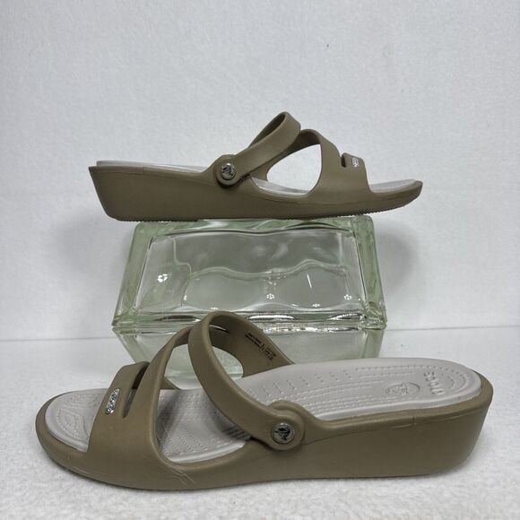 Crocs Patricia Tan Relaxed Wedge Sandals 10386 Women Size 11. - Picture 5 of 7